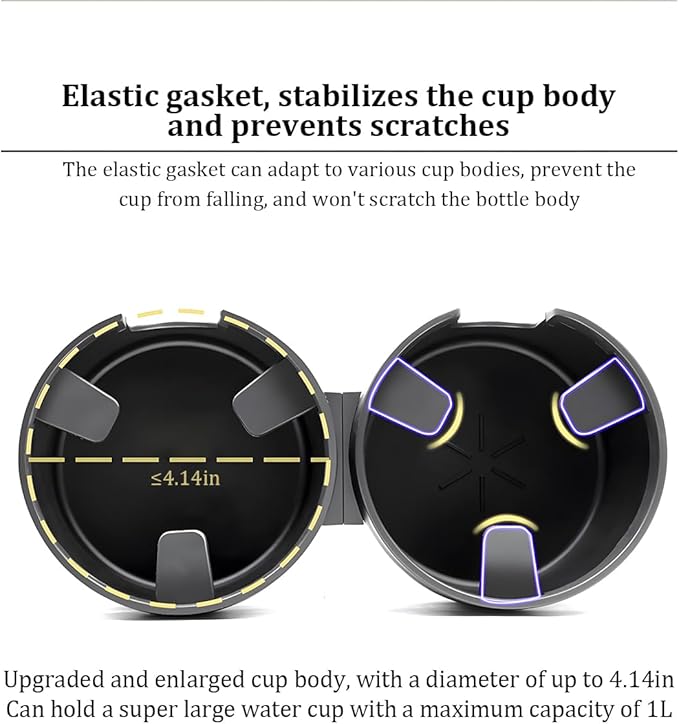 Car Cup Holder Expander, 2 in 1 Multifunctional Vehicle Dual Water Bottle Holder Adapter Extender with Adjustable Base, Autom