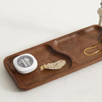 Black Walnut Solid Wood Key Dish Bowl for Entryway Table Square Tray With 3 Hooks, Open Storage for Keys, Wallet, Jewelry (Wa
