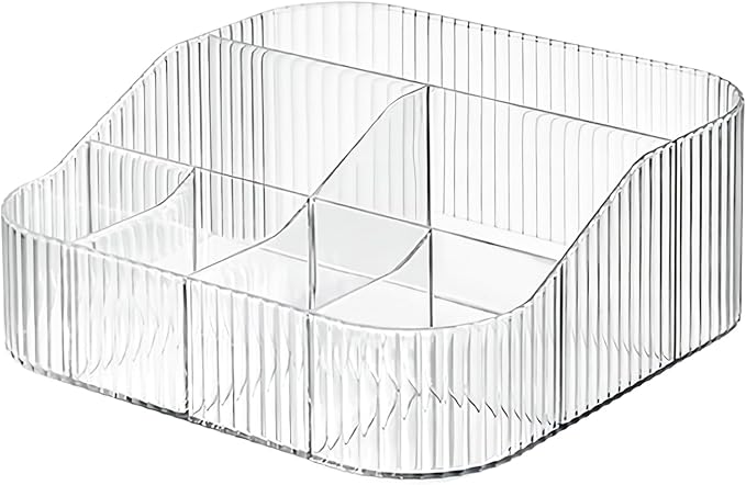 DASITON Large Capacity Makeup Brush Holder,8 Slot Makeup Brush Cup,Vintage striped Make Up Brush Holder,for Vanity Decor,Bath
