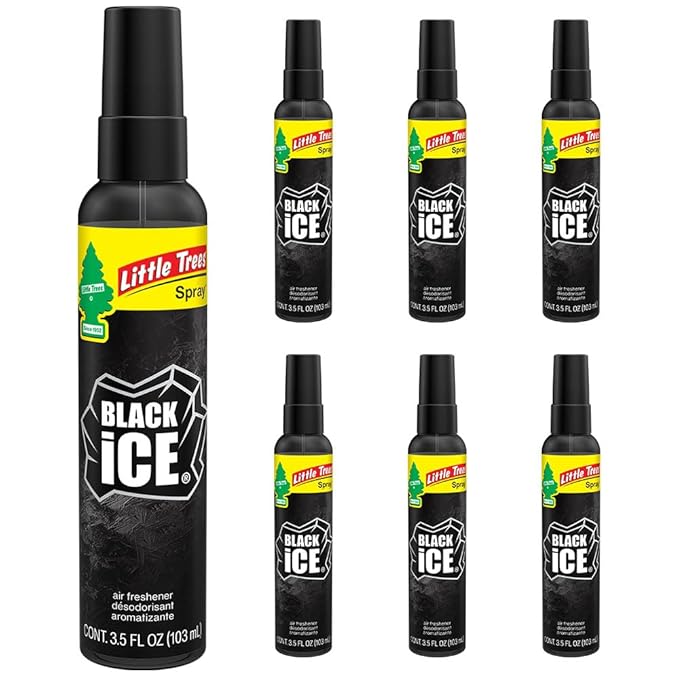 LITTLE TREES Car Air Freshener | Spray Provides a Long-Lasting Scent for Auto or Home | On-the-go Freshness | Black Ice, 6 Ai