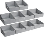 DIMJ Closet Storage Bins 10 Pack - Fabric Storage Baskets for Shelves, Collapsible Clothes Organizer with Handles, Trapezoid 
