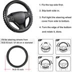 West Llama Microfiber Leather Car Steering Wheel Cover for Men Women,Universal Fit 14.5-15 inch(Leather Nails-Black-Standard 