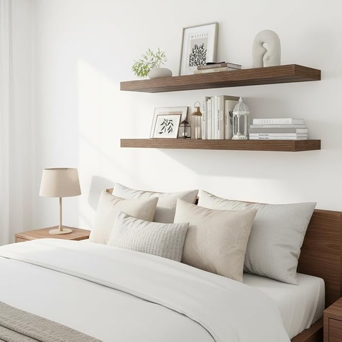 Vivelove Wide Floating Shelves for Wall 12 Inch Deep, 55" X 12" X 2" Floating Shelf, 2 Inch Thick Shelf for Living Room Bathr