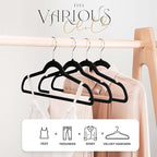HOUSE DAY Black Velvet Hangers 300 Pack, Premium Clothes Hangers Non-Slip Felt Hangers, Sturdy Black Hangers Heavy Duty Coat 