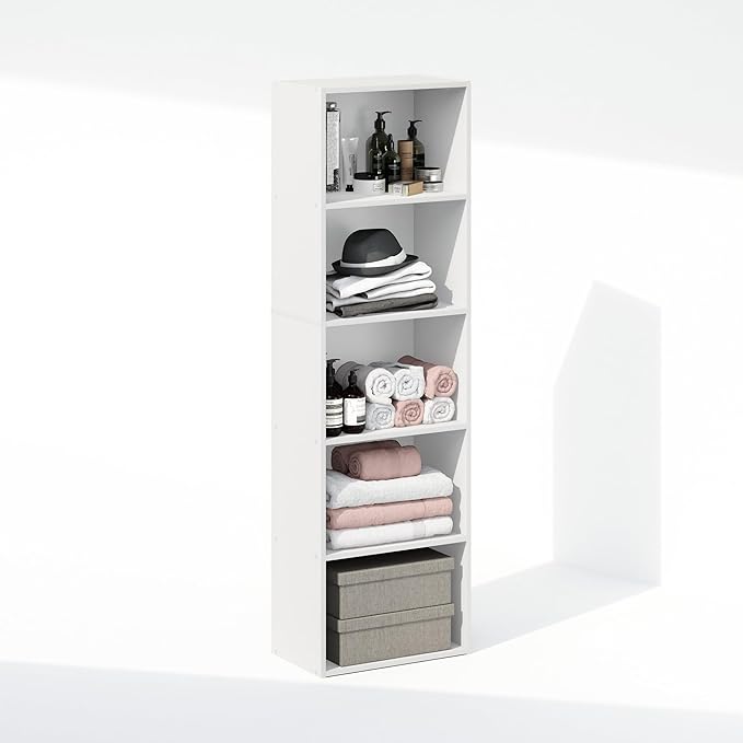 Furinno Reed Closet Organizers and Storage, 5-Tier Closet Organizer, Open Shelf Closet Storage, for Wardrobe, Bedroom, Living