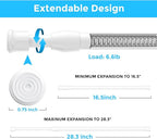 2PCS Small Tension Curtain Rod 16 to 28 Inch,White Short Curtain Rods No Drilling,Loaded Expandable Spring Curtain Rods for K
