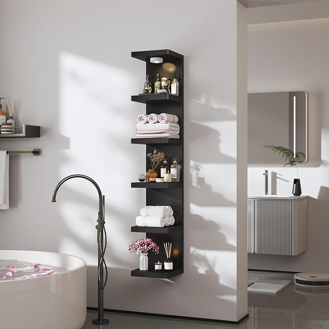 6-Tier Wall Shelf Unit with USB Rechargeable Led Light (Remote Controlled),Versatile Floating Display Shelves,Lack Style Wall