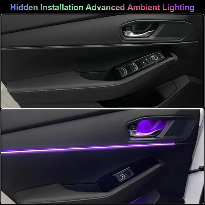 Acrylic Interior Car Ambient Lighting, Interior RGB LED Strip Kit with Music Sync Mode, 55 Inch Length Suitable for Pickup, Trucks, SUV and Large Vehicles (10 in 1)
