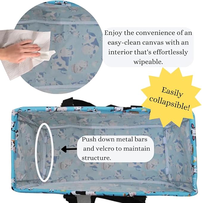 NGIL Extra Large Utility Tote Reusable Grocery Bag Oversized Collapsible for Groceries, Storage, Picnic, Beach (Cow in Town-Black)