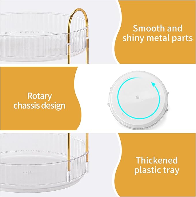 Oifecsie 360° Rotating Makeup Organizer, Large Capacity SkinCare Organizer, 2 Tier Cosmetic Skin Care Perfume Dresser Organiz