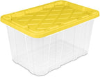 Sterilite 4-Pack Industrial Storage Box, Plastic Container Bins w/Lids, 27 Gallon, Yellow - Heavy-Duty Organizing Containers 