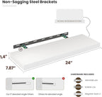 Vivelove Wooden Floating Shelves for Wall 24” x 8”x 1.4”, Solid Wood Shelf with Invisible Brackets, Deep Wall Shelves for Bat