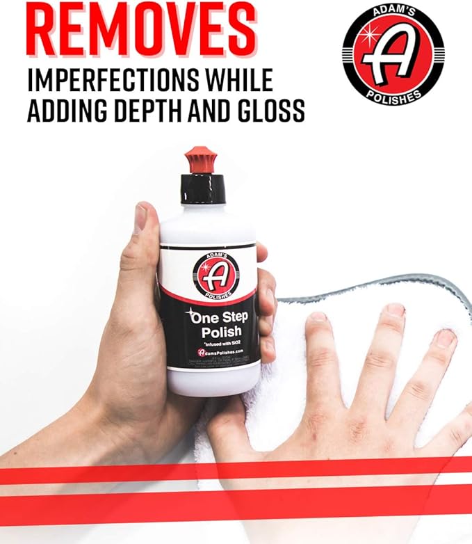 Adam's Polishes One Step Polish 12oz - Safe for Clear Coat, Single Stage, or Lacquer Paint - Increased Cut & Finishing, Body Shop Safe - Easy Application and Removal, Excellent Shine