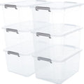Citylife 6 Packs 44.4 QT Plastic Storage Bins with Lids Large Stackable Storage Containers for Organizing Clear Storage Box f