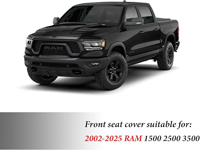 Coverado Seat Covers for Dodge Ram, Waterproof Front Car Seat Covers for Truck Compatible with 2002-2026 Dodge Ram 1500 2500 