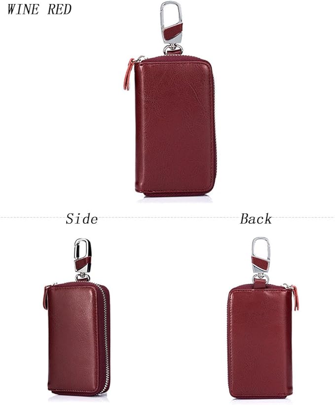 Large Leather Key Case Wallet with 12 Hooks & 1 Keychain/Ring for Men or Women