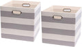Posprica Storage Cubes,13×13 Collapsible Storage Baskets Bins Fabric Drawers - 2pcs, Grey-white Striped