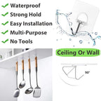 JINSHUNFA Adhesive Wall Hooks 13LB Heavy Duty No Drill Transparent Waterproof Hooks for Bathroom Kitchen Towel Coat 12 Pack