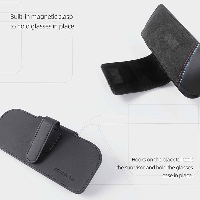 Betterhumz Sunglasses Organizer Box Car Sun Visor Compatible with BMW F20 F22 F23 F30 F34 F32 118i M235i M135i 114d 218i M240i Eyeglasses Holder Storage Case for Alcantara Accessories (carbon leather)