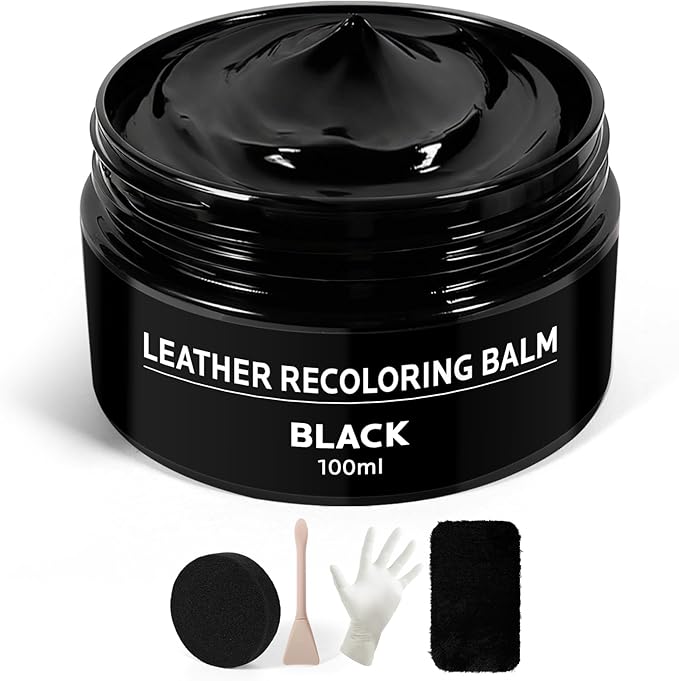 Black Leather Recoloring Balm: Premium Dye Repair Kits for Couch Sofas Car Seats Shoes Bags & Vinyl Furniture