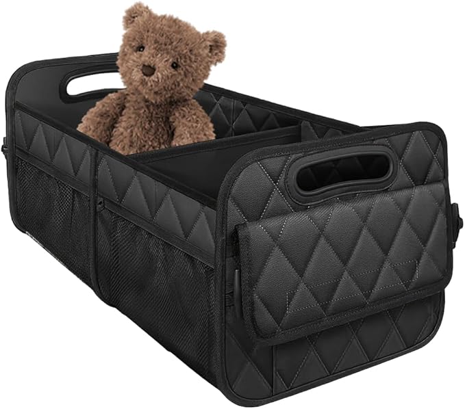 Car Trunk Organizer, Collapsible Sturdy Multi-Compartment Vehicle Cargo Storage Bag, Removable Automotive Trunk Organization