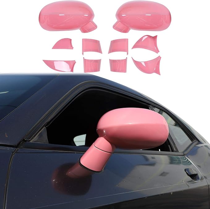 Voodonala for Challenger Rearview Mirror Cover Side Mirror Trim Shell Cover Decoration Trim for 2009-2024+Dodge Challenger Exterior Accessories ASB Pink, 10pcs