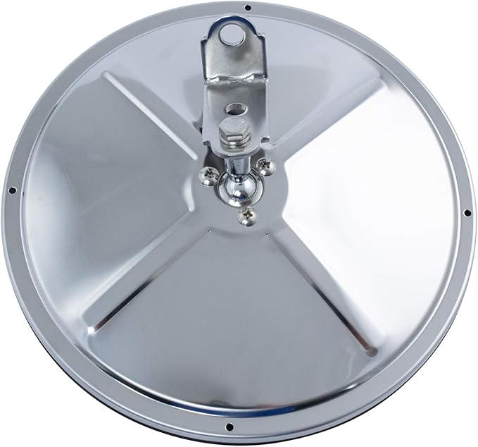 TRQ 8.5 inch Round Convex Mirrors Stainless Steel Center Stud with Mounting Bracket Manual Non Heated Driver and Passenger Si
