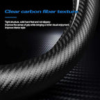Car Carbon Fiber and Leather D-Shape Steering Wheel Cover, Stylish car Non-Slip Leather car Interior 15 inches Universal Black