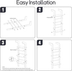 Wooden Ladder with Shelf for Decor, 6-Tier Decor Ladder with Non-Slip Mat & Hooks, Farmhouse Style Leaning Wall Display Holde