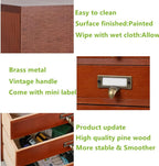 Desktop Drawer Organizer - Wooden Card Catalog Cabinet with Small Drawers - Vintage Rustic Desk Organizer (S-BROWN)