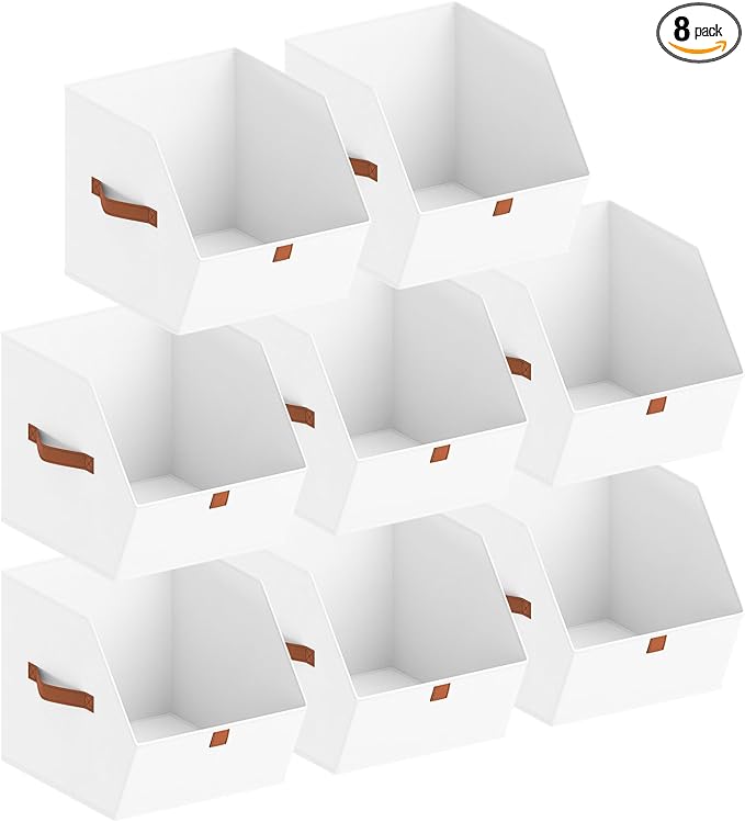 Homsorout Fabric Closet Storage Cubes - 8 Pack Square Storage Bins with Dual Handles for Clothes, Towels, Toys, Cube Storage 