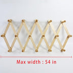 AMAPON Accordion Style Expandable Wall Wooden Coat Rack 16 Hooks (Pegs) Hang Hats Jackets Coffee Mug Purses Necklaces Towels 
