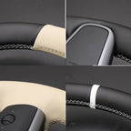 MEWANT Tesla Steering Wheel Cover - Hand Stitched for Model 3 (2017-2023) & Model Y (2020-2023) Accessories