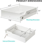 Under Desk Drawer Storage with Lock, 16"x11.8"x3.6", Metal Undermount Table Drawer, Ball Bearing Slides Out Tray Organizer fo