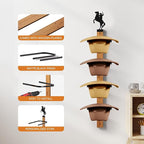 Cowboy Hat Rack, 4 Pieces Hat Rack for Cowboy with Wooden Board, Gift Cowboy Hat Holder Wall Storage-Organizer Western Hats w