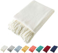 Homiest Decorative Knitted Throw Blanket with Fringe Soft & Cozy Tassel Blanket for Couch Sofa Bed- 50 x 60 (50" x 60", Ivory