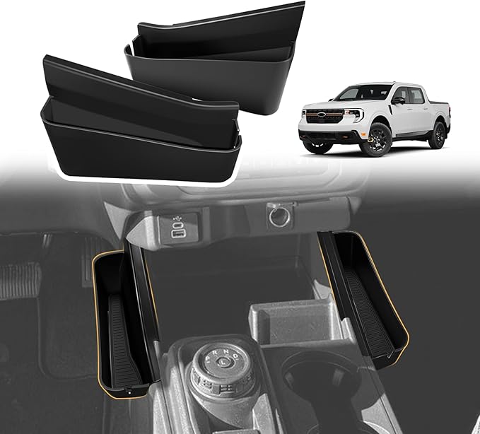 Muslogy for 2022 2023 2024 2025 2026 Maverick Center Console Shifter Storage Box ABS Material Console Side Organizer Left & Right 2PCS Set Compatible with Ford Maverick 2022-2026
