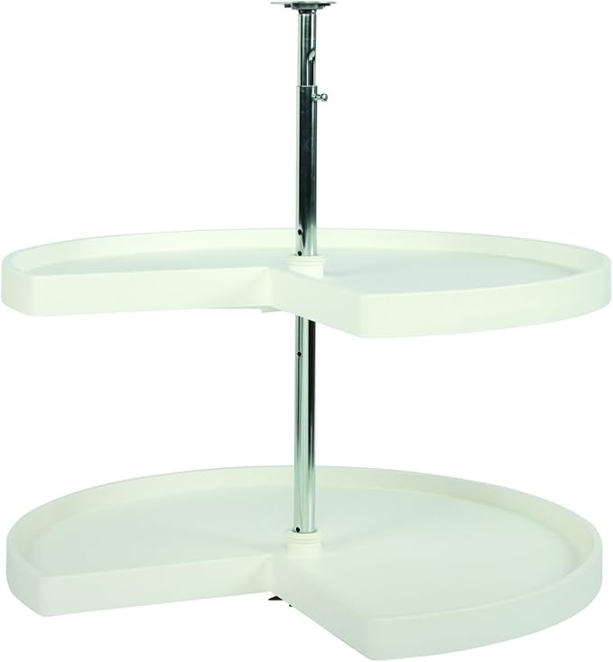 Knape & Vogt Corner Cabinet Lazy Susan, 2-Tier Lazy Susan for Cabinet, 28-Inch 360º Turntable for Kitchen Cabinets, White