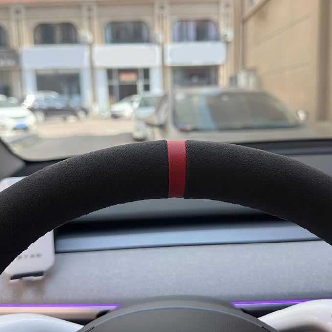 MEWANT Hand Stitched Steering Wheel Cover for Tesla Model 3 2017-2023 / Model Y 2020-2023 for Tesla Model 3/Y Accessories