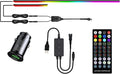 KENANEK 55.12’’ Acrylic Car Ambient Lighting Kit – 2 RGB LED Light Strips, APP/Remote/Control Box, Music Sync, Dual USB Cigarette Lighter, Universal Fit for Car/SUV/Truck