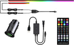 KENANEK 55.12’’ Acrylic Car Ambient Lighting Kit – 2 RGB LED Light Strips, APP/Remote/Control Box, Music Sync, Dual USB Cigarette Lighter, Universal Fit for Car/SUV/Truck