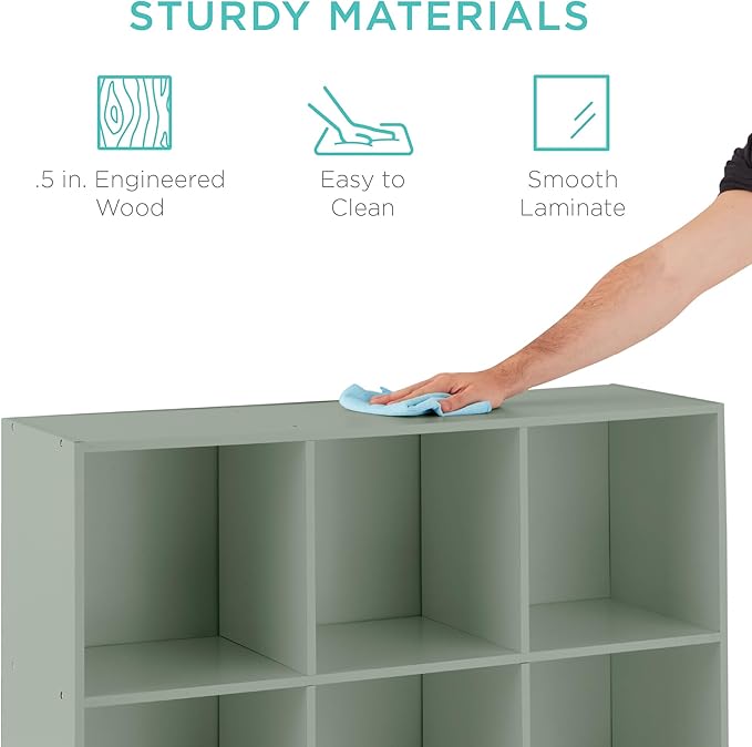 Best Choice Products Kids Bookcase 9-Cube Storage Organizer, 13.5in Shelf Opening, Bookshelf, Toy Storage, Customizable w/ 3 