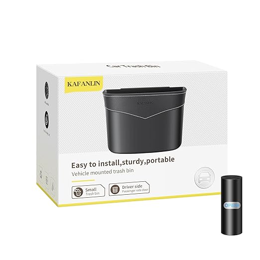 Car Trash Can Mini Trash Bin Garbage Organizer with Plastic Trash Bag Automotive Small Garbage Bin for Home Office Auto Vehicle Car Door Front Back Seat Storage Accessories (clip on trash can)