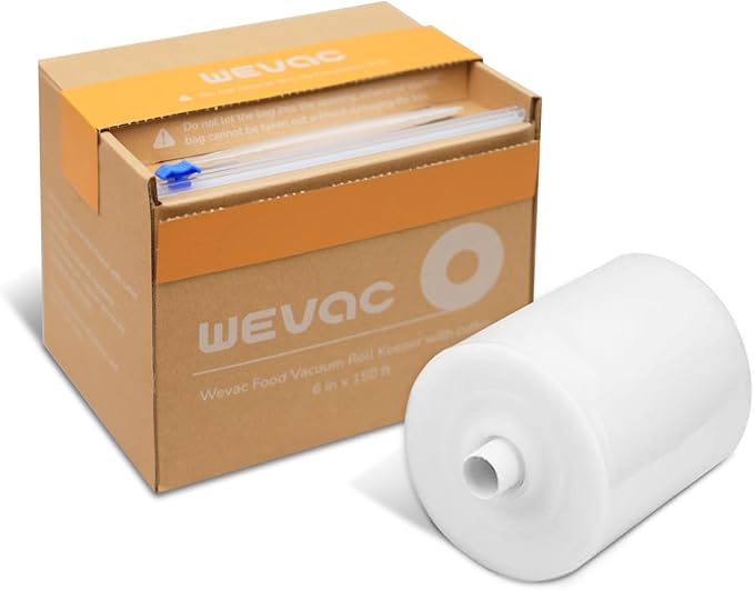 Wevac 6''x150', Vacuum Seal Roll Keeper with Cutter, Ideal Vacuum Sealer Bags for Food Saver, BPA Free, Commercial Grade, Gre