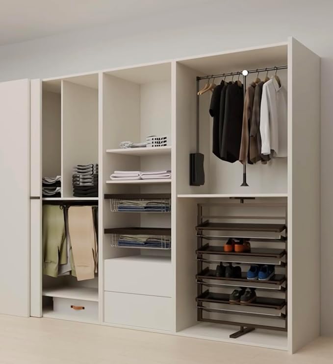 brand Wardrobe lift clothes rack,Pull Down Closet Rod for Hanging Clothes, Retractable Wardrobe Hanger for Cabinet, Aluminium