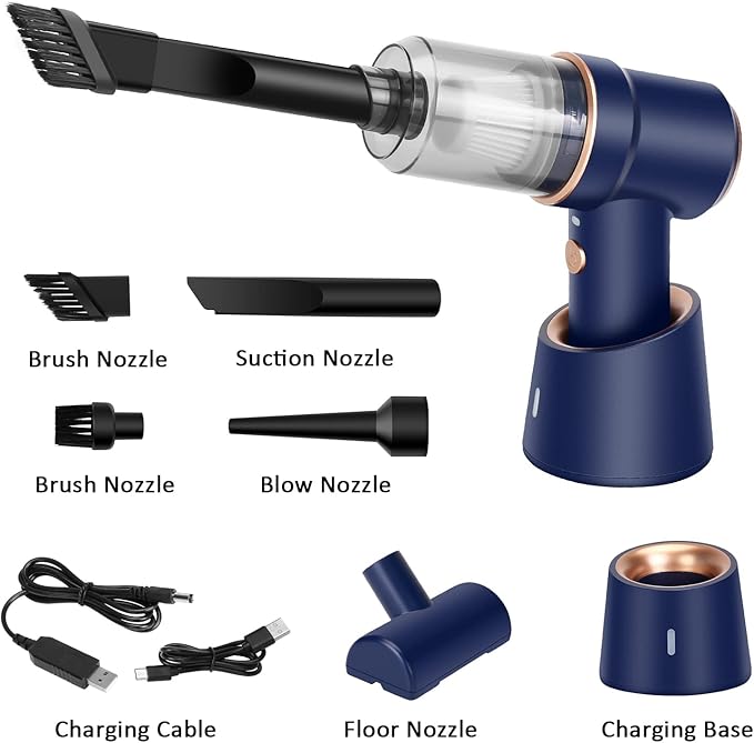 8Kpa Mini Handheld Vacuum Cleaner, 120W High Power Cordless Keyboard Vacuum, 2-in-1 Desk Vacuum & Air Duster with LED Light &