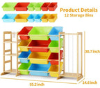 mirolam Storage Organizer with Bookshelf and Stuffed Animal Storage - Playroom Organization with Shelves and 12 Bins - Living