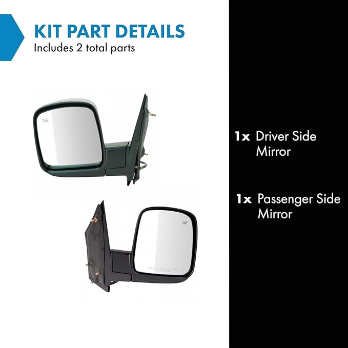 TRQ Driver and Passenger Side Mirror Assembly Set Power Heated Foldaway Paint to Match Compatible with 2003-2007 Chevrolet Ex