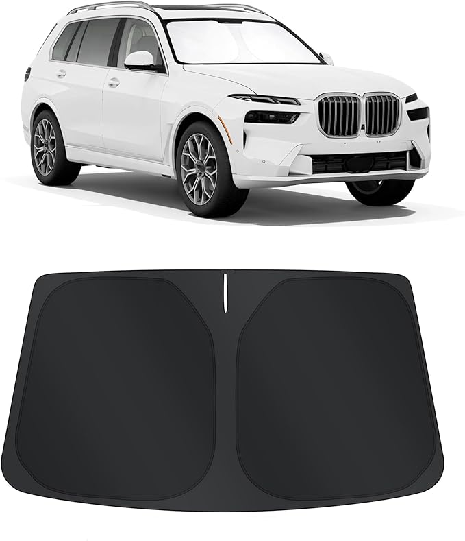 TINGLU Sun Shade for BMW X7 3.0L xDrive40i 2021-2025 2026 Accessories Windshield Sun Shade Window Shade UV Rays Protection Sun Visor Cover with Steering Wheel Sunshade Storage Bag