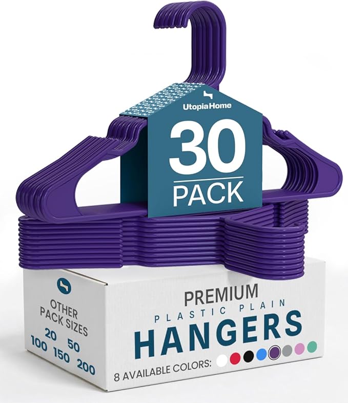 Utopia Home Plastic Hangers 30 Pack - Perfect Space Saving Clothes Hanger - Durable and Strong - Perfect Closet Organizers wi
